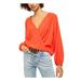 FREE PEOPLE Womens Red Long Sleeve V Neck Top Size XS
