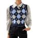 Hirigin Women V Neck Sleeveless Argyle Sweater Knit Vest Slim Fit Ribbed Tank Crop Top