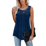 Spftem Womens Sleeveless Lace Active Tank Tops Ruffle Loose Tunic Blouse Shirt Blouse