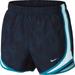 Nike Women's Printed Tempo Running Shorts Navy/Teal Small
