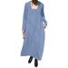 ZANZEA Womens Dresses Square Neck Long Sleeve Solid Baggy Maxi Dress