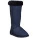 Womens Mid Calf Boots Fur Cuff Trimming Casual Pull on Shoes Purple Blue Size 8