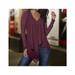 K. Jordan Women's Raising Long Sleeve Woven Knit Tunic in Wine, Plus Size 5X