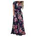 MIARHB Plus Size Skirt Floral Print Women Dress Women Spring Summer Casual O-Neck Short Sleeve Floral Printed Long Maxi Dress