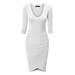 MBJ WDR940 Womens Deep V Neck 3/4 Sleeve Tulip Bodycon Dress XXL WHITE