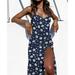 BELUPAI Women Floral Print Wrap V Neck Long Maxi Dress Ladies Summer Holiday Sundress