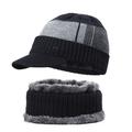 Loliuicca Men Winter Warm Hat Knit Beanie Fleece Lined Beanie with Brim Cap