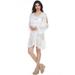 White Crochet Mesh Cold-Shoulder Cover-Up Dress for Pool Party