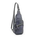 EMPERIA Faux Leather Small Sling Backpack Multipurpose Chest Bag Hiking Travel Daypack Rushsack Outdoor Navy