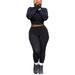 Women's Tracksuit 2PCS Set Spring Fall Casual Sexy Slim Long Sleeve Ribbed Navel Tops Teen Pencil Trousers Pant Workout Set