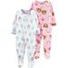 Child of Mine by Carter's Baby Toddler Girl Footed Microfleece Blanket Sleeper Pajamas, 2-Pack