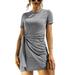 Womenâ€™s Short Sleeve Summer Mini Dress Casual Crew Neck Ruched Bodycon Short Mini Dress T Shirt Dresses