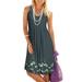 Enwejyy Women Summer Sunderss Vacation Casual Sleeveless Dress Knee Length Floral Print Dress