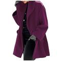 Mnycxen Women Shawl Collar Fleece Coat Elegant Blend Coats Long Coat Outerwear Jackets