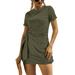 Womenâ€™s Summer Casual T Shirt Dress Crew Neck Ruched Stretchy Sundress Bodycon Short Mini Dress T Shirt Dresses