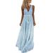 ã€–Follureã€—Women Summer Sleeveless Dot Print Tassels Deep V Neck Long Beach Maxi Dress