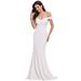 Ever-Pretty Womens Sexy Off-Shoulder Mermaid Maxi Cocktail Party Dresses with Sleeves 00247 White US16