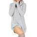 Xingqing Women Winter Warm Long Sleeve Ladies Jumper High Neck Tops Casual Knitted Pullover Sweater Short Mini Dress Gray M