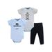 Hudson Baby Boy Short Sleeve Bodysuits and Pant 3pc Outfit Set