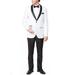 Adam Baker Men's 9-3412 Slim Fit One Button Satin Shawl Collar Tuxedo Suit - White - 46 Regular