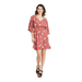 XHILARATION Women's Floral Print Elbow Sleeve Wrap Dress In Rosewood, M