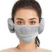 Unisex Mouth Mask Warmer Cotton Fleece Earmuff Unisex Winter Warm Mouth-muffle with Breathing Holes Cold-Proof Windproof Full Ears Protection Accessories Half Face Mask with Earflap Outdoor Sport Grey