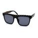 Womens Thin Metal Chain Weave Trim Plastic Horn Rim Sunglasses Black Solid Black