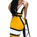 SJENERT Womens Sexy V Neck Sleeveless Bodycon Mini Dress Summer Casual Party Clubwear Dresses Hollow Bikini Dress Yellow Stylish(Yellow-L)