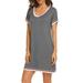 Women Sexy Dress Cotton Solid Color Round Neck Short Sleeve Nightdress Solid Color Clothes,Gray, XL