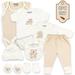 Baby Bright 8 Piece Newborn Essential Baby Layette Set, 0 to 3 Months, Made from 180GSM BioSilky 100% Combed Cotton with Embroidery, Baby Shower Gift. Great Quality Best Layette Wonderful Gift