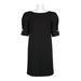 Tahari ASL Boat Neck Scrunch Sleeve Concealed Zipper Back Solid Crepe Shift Dress-BLACK