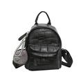 Chinatera Women Zipper Stone Lines Backpack Students Casual All-Match Bag(Black)