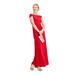 ADRIANNA PAPELL Womens Red Pleated Zippered Short Sleeve Off Shoulder Full-Length Sheath Formal Dress Size 4