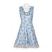 Elie Tahari V-Neck Sleeveless Zipper Back A-Line Floral Jacquard Dress-LIGHT BLUE MULTI