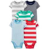 Carter's Baby Boys Infants 5 Pack Cotton Striped Bodysuits Set Onesies Size 3 Months