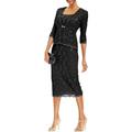 R&M Richards Womens 2 Piece Lace Swing Jacket Dress - Mother of The Bride Wedding Dresses (10, Black)