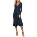 Women's Long Sleeve Button Work Cocktail Party Dress