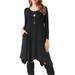 Women's Crew Neck Medium-Length Long-Sleeved Dress With Pockets Solid Color Dress