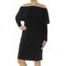 RALPH LAUREN Womens Black Ruffled Long Sleeve Off Shoulder Knee Length Sheath Cocktail Dress Size 6