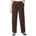 Woman Within Women's Plus Size Petite Elastic-Waist Cotton Straight Leg Pant