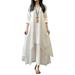 Sexy Dance Oversize Vintage Kaftan Cotton Linen Maxi Dress For Lady Front Button Down Ruffle Tunic Dress For Women High Low Hem Pleated A Line Dress T Shirt Dress