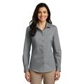 Port Authority Adult Female Women Plain Long Sleeves Shirt Gusty Grey X-Small