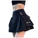 Mchoice Women High Waist Gothic Punk Stree Style Belt Irregular Hem Chain Bandage With Pocket Casual Classic Stretchy Skirt