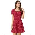 Allegra K Junior's Star Print Casual Square Neck Short Sleeve A-Line Dress