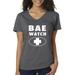 True Way 1178 - Women's V-Neck T-Shirt Bae Watch Lifeguard Parody Logo Large Charcoal