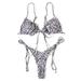 Two Piece Women Bikini Set Brazilian Strappy Thongs Swimsuits Bathing Suit Halter Bikini Bra + Bikini Briefs Leopard Sexy Lady Triangle Swimming Costume S-L