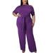 Sexy Dance Women Cold Shoulder Rompers Long Flare Pants Casual Loose Jumpsuit with Belt Plus Size One Piece Suits