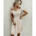 Women's Short Sleeve Midi Dress Stripe Print Smocked Chest Bardot Casual Dress Off Shoulder Dress Elastic Waist Skirt