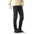 Ma Croix Mens Biker Jeans Slim Fit Distressed Ripped Zipper Stretch Denim Pants