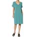 TheMogan Women's PLUS Jersey Cuffed Short Sleeve V-Neck Boxy Pocket T-Shirt Dress